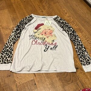 NWT Women’s Long Sleeve Tshirt Grey Brown and Red Size Small